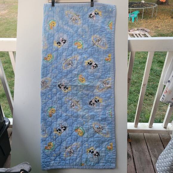 Looney Tunes Space Neighbors Blue Baby Blanket Quilt Bugs Tweety Sylvester - Picture 2 of 9